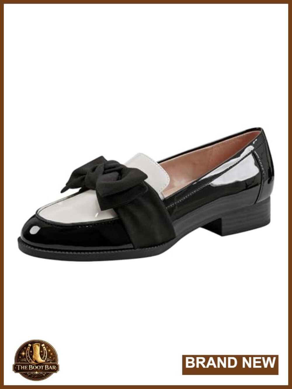 Bandolino Lindio Faux Patent Leather Bow Loafer Slip-On Almond Toe